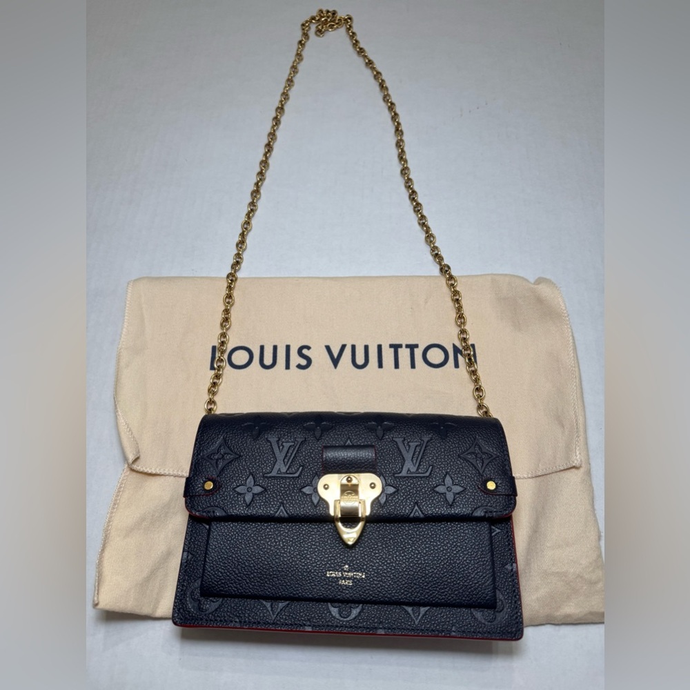 Louis Vuitton Dark Blue Vavin chain wallet,Monogram Empreinte Leather.
